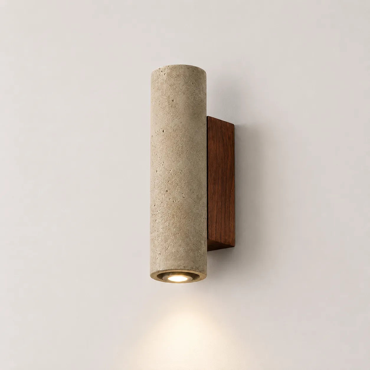 Travertine Cylinder Wall Light with Clean Profile