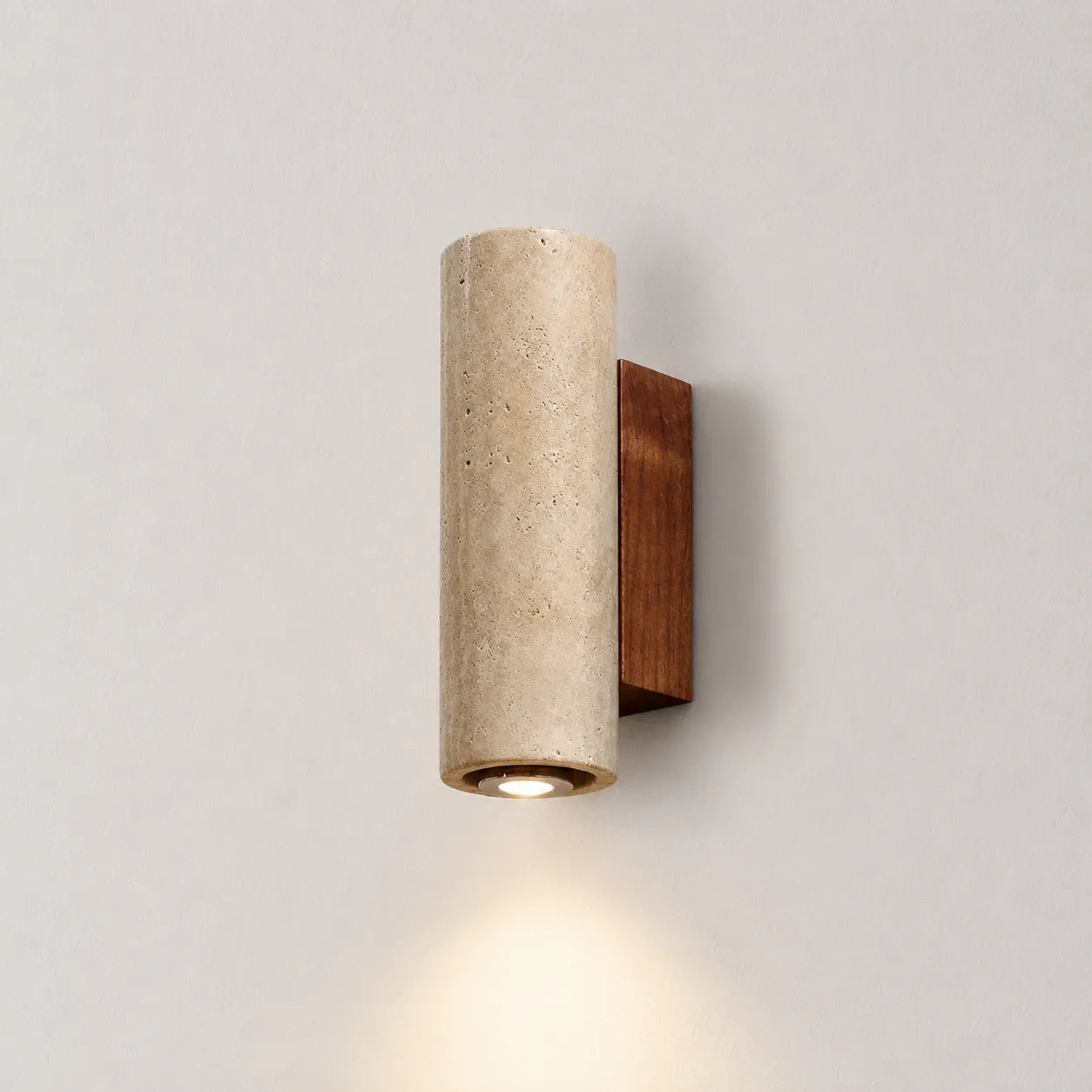 Travertine Cylinder Wall Light with Clean Profile