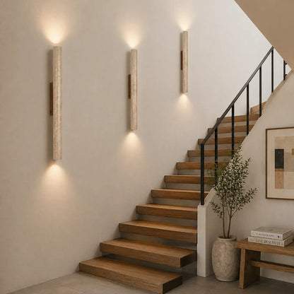 Travertine Cylinder Wall Light with Clean Profile