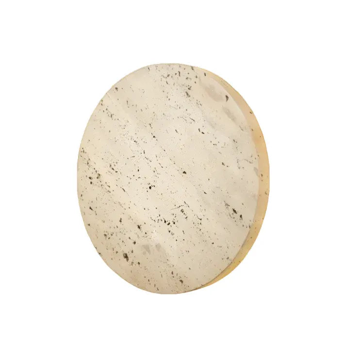 Colette Minimalist Travertine Disc Backlit Wall Light
