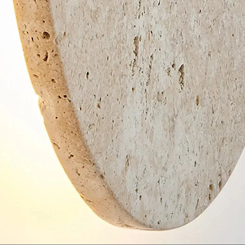 Colette Minimalist Travertine Disc Backlit Wall Light