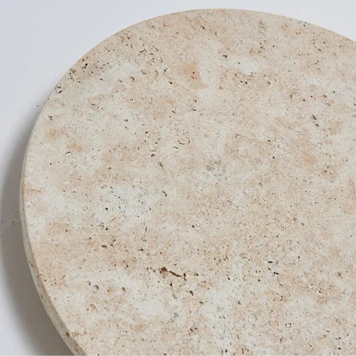 Colette Minimalist Travertine Disc Backlit Wall Light