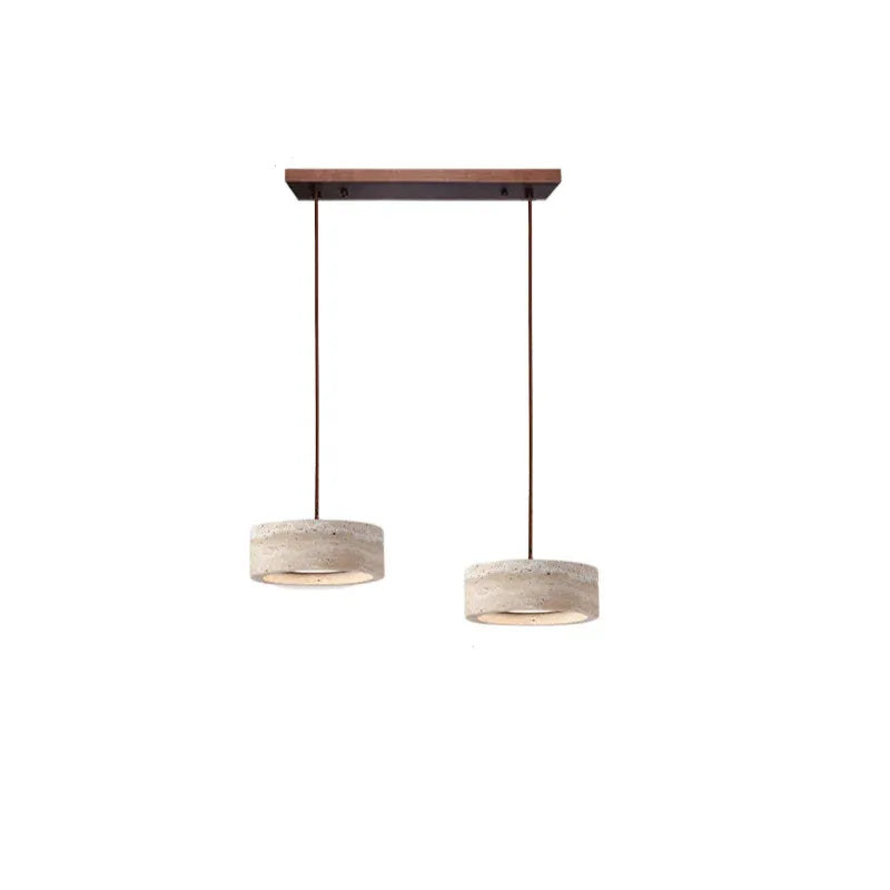 Noelle Minimalist Travertine Donut LED Pendant Light