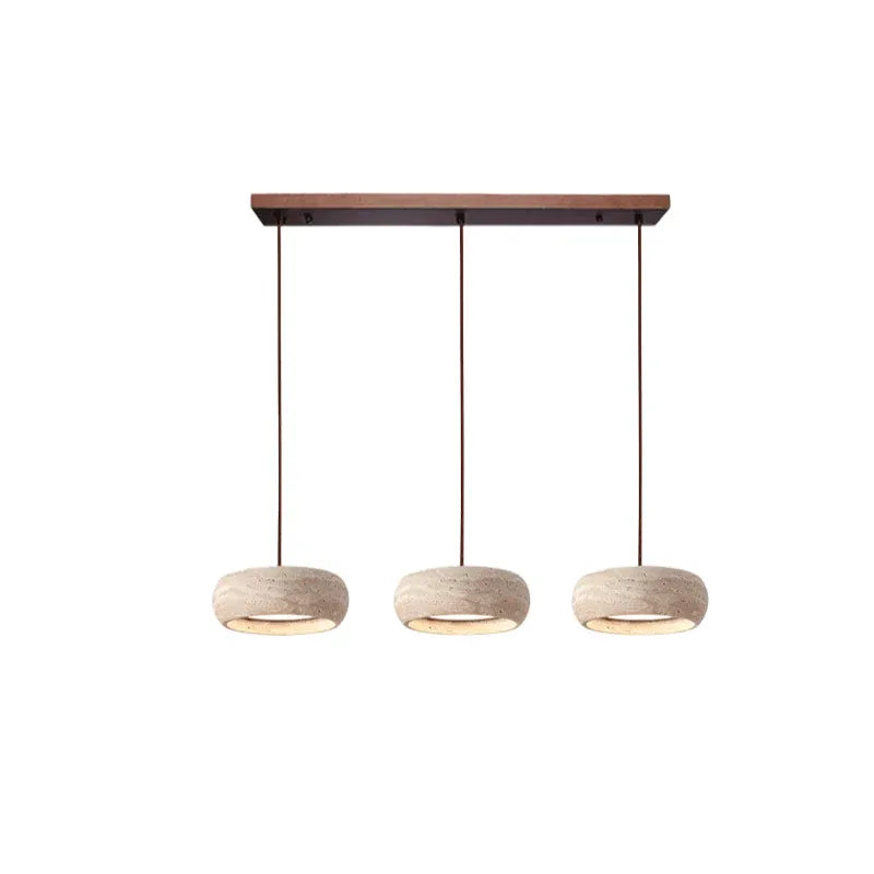 Noelle Minimalist Travertine Donut LED Pendant Light