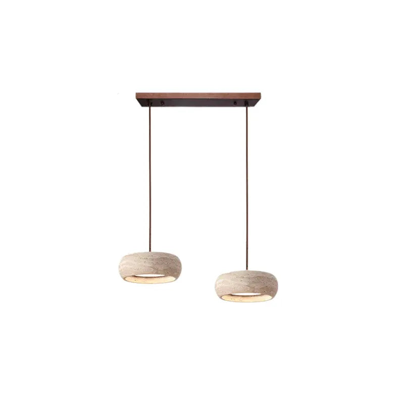 Noelle Minimalist Travertine Donut LED Pendant Light