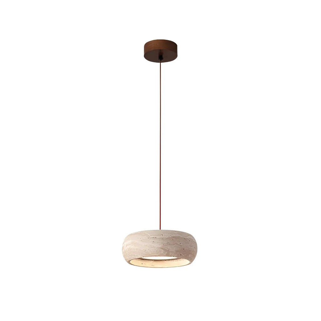 Noelle Minimalist Travertine Donut LED Pendant Light