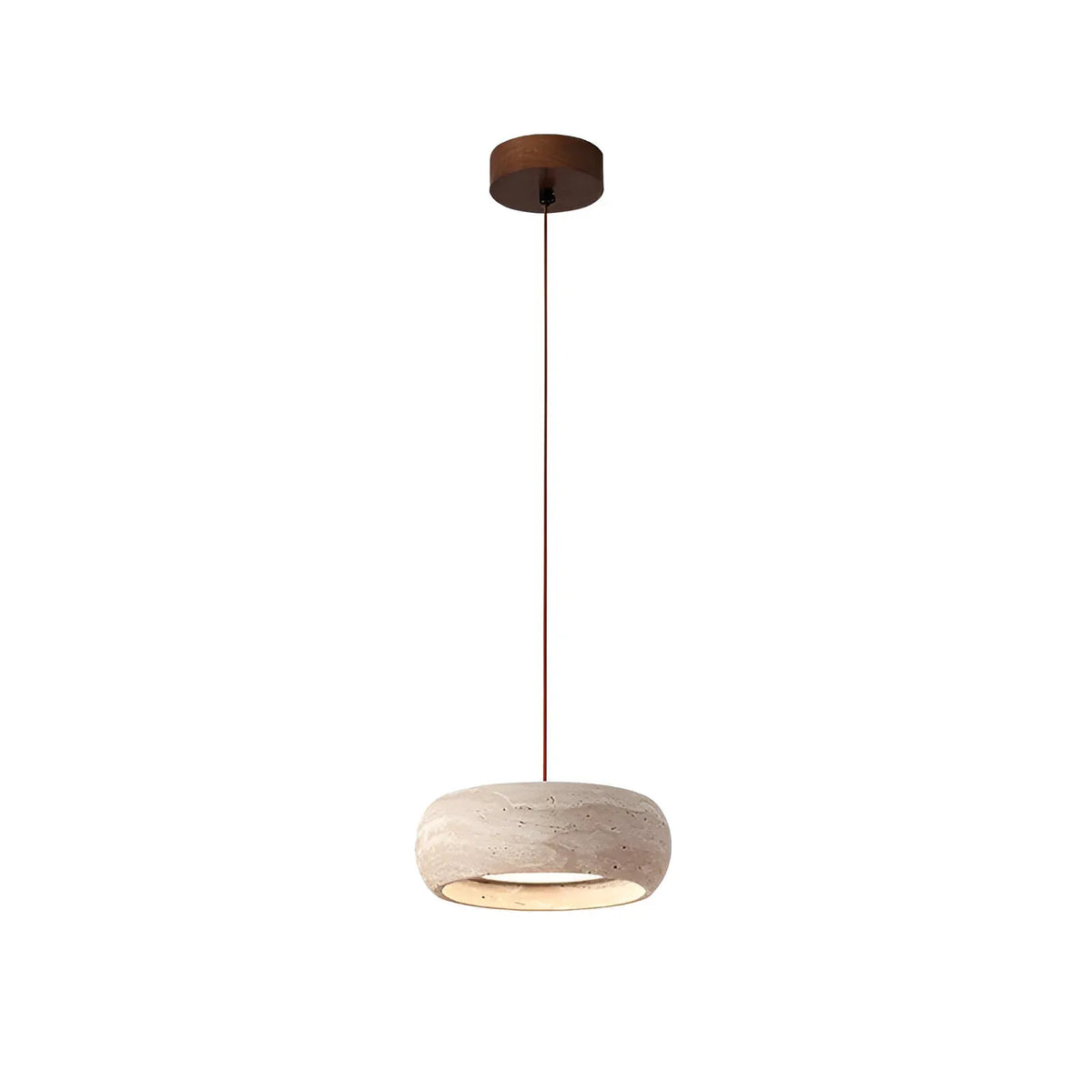 Noelle Minimalist Travertine Donut LED Pendant Light