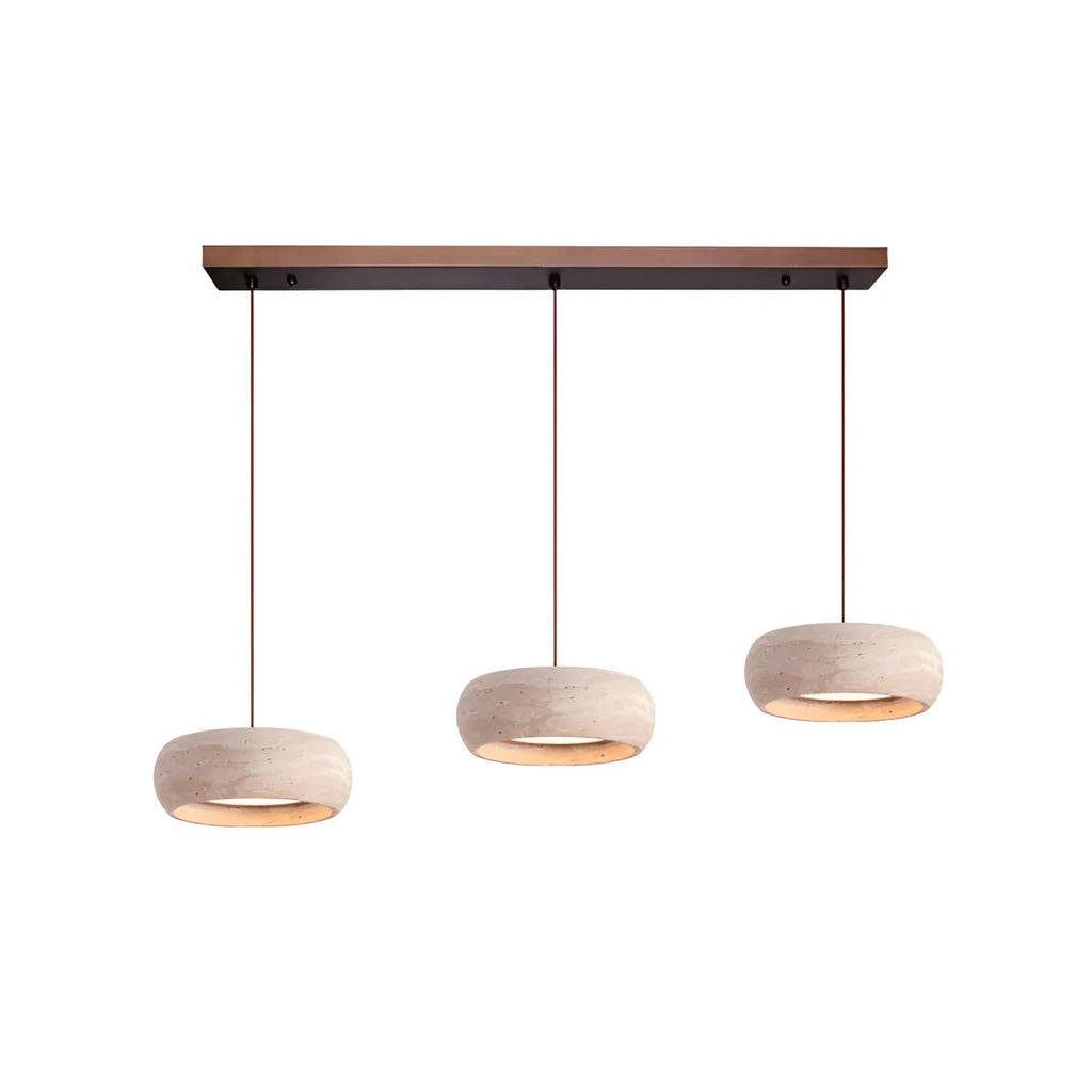 Noelle Minimalist Travertine Donut LED Pendant Light