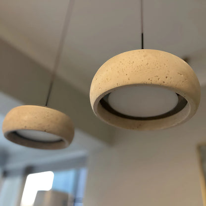 Noelle Travertine Donut Pendant Light