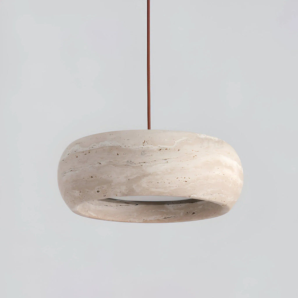 Noelle Minimalist Travertine Donut LED Pendant Light