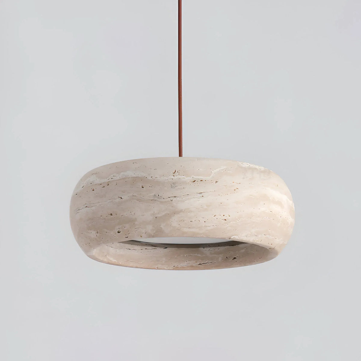Noelle Minimalist Travertine Donut LED Pendant Light