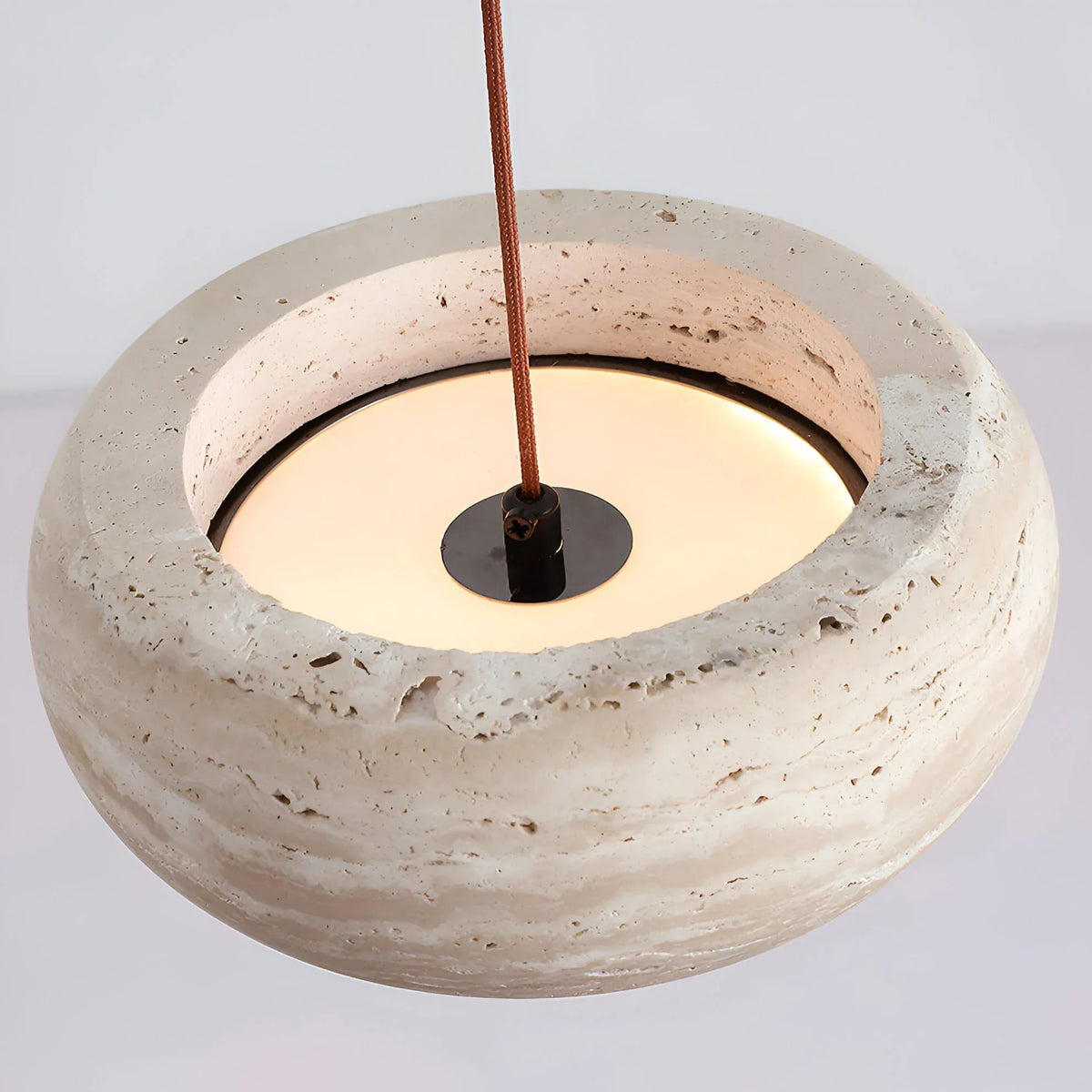 Noelle Minimalist Travertine Donut LED Pendant Light