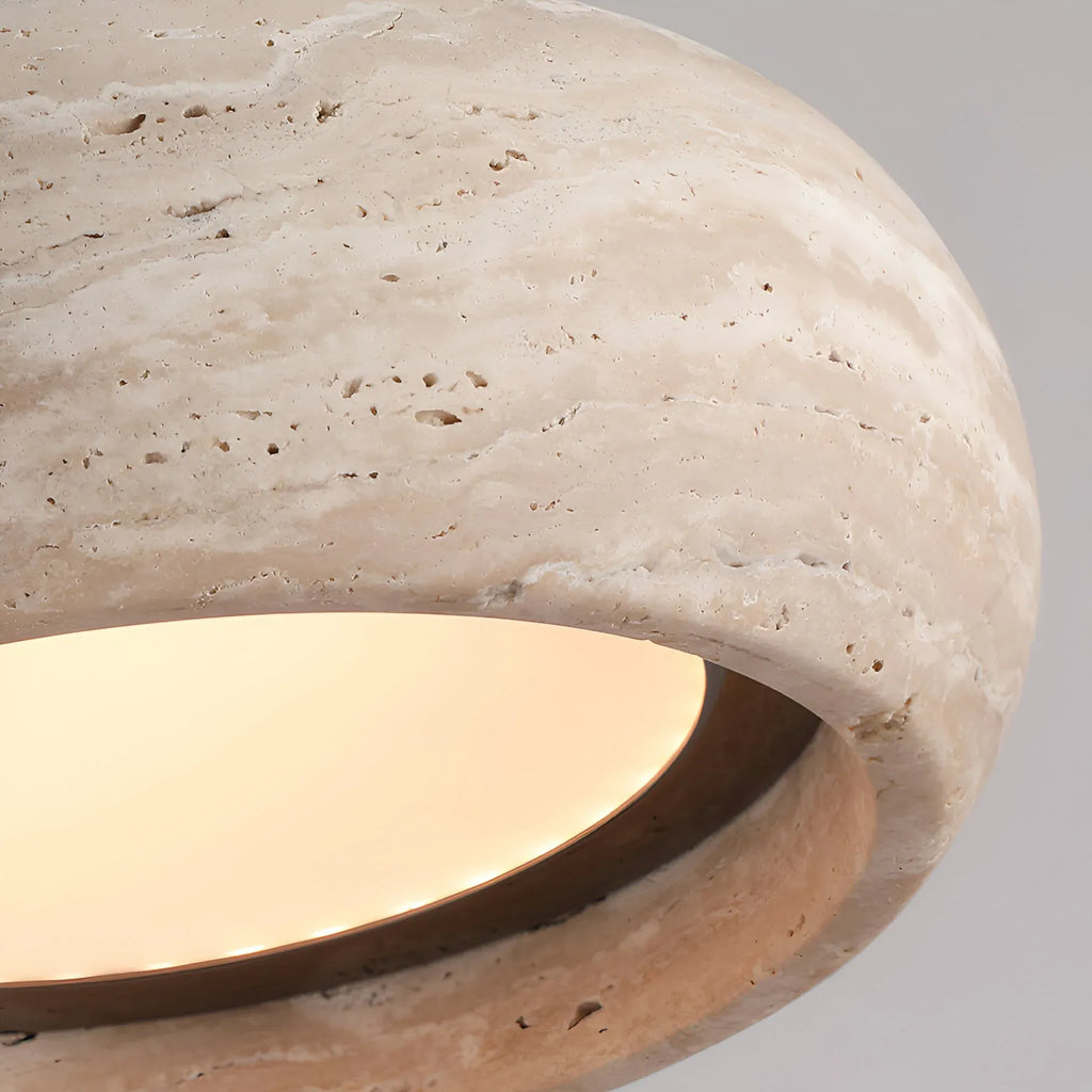 Noelle Minimalist Travertine Donut LED Pendant Light