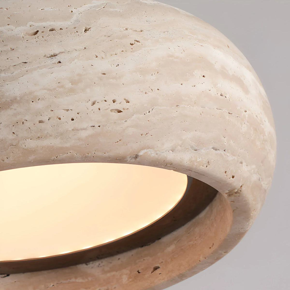 Noelle Minimalist Travertine Donut LED Pendant Light