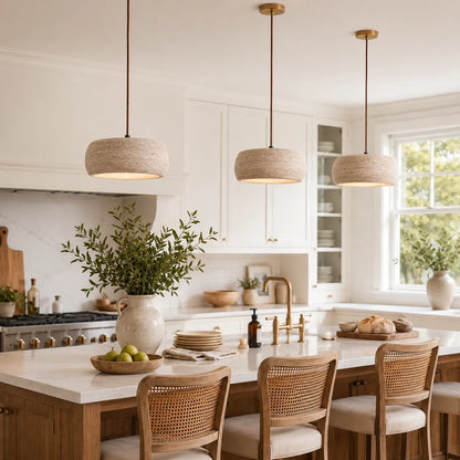 Noelle Travertine Donut Pendant Light
