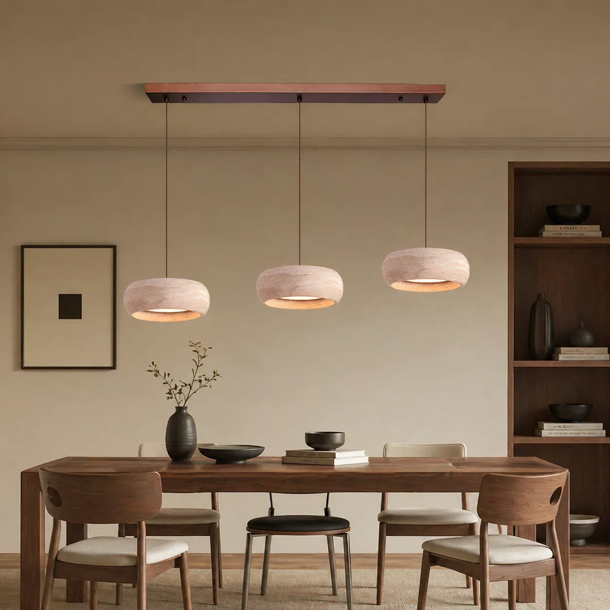 Noelle Travertine Donut Pendant Light
