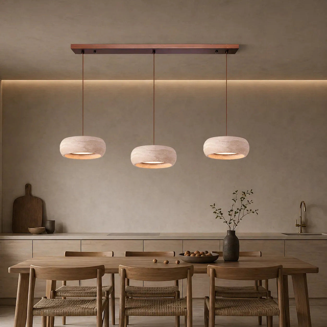 Noelle Travertine Donut Pendant Light