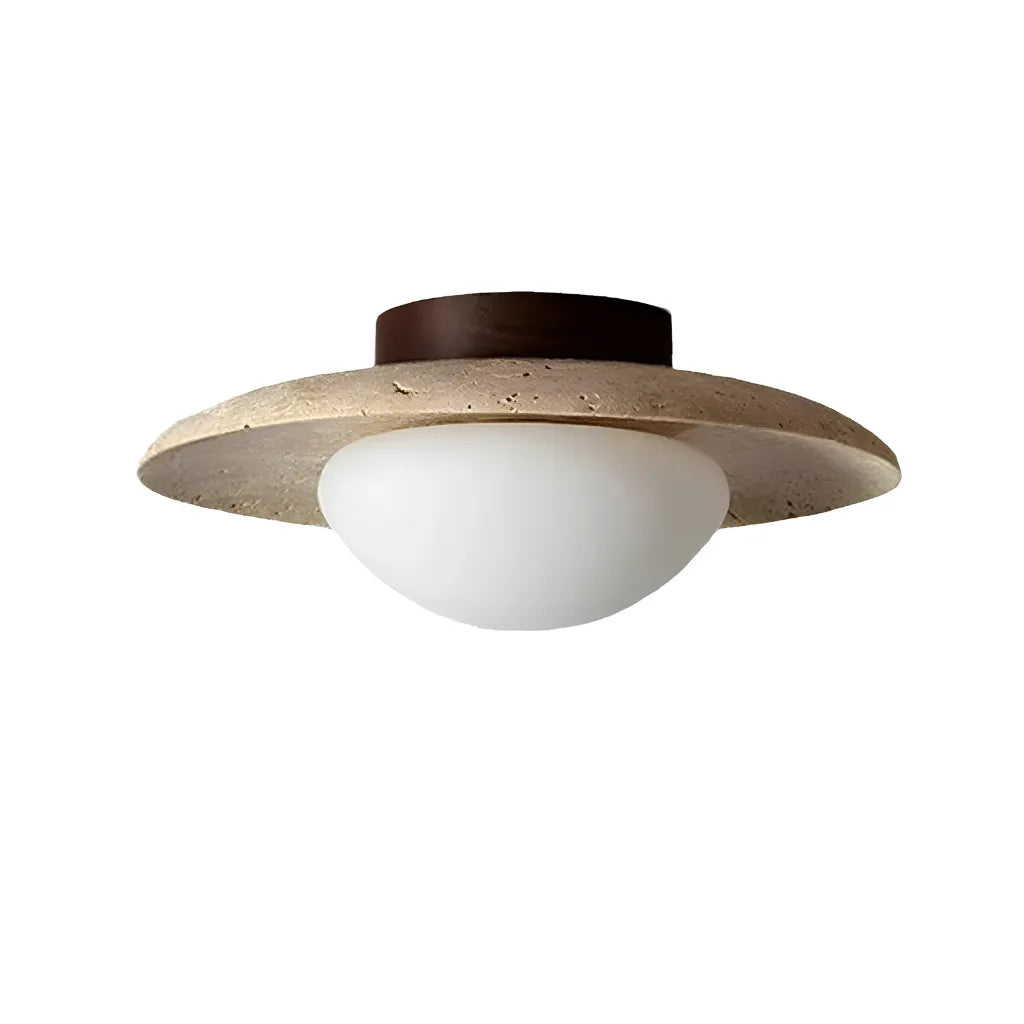 Lumen Wabi-Sabi Travertine & Glass Ceiling Light