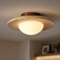 Lumen Wabi-Sabi Travertine & Glass Ceiling Light