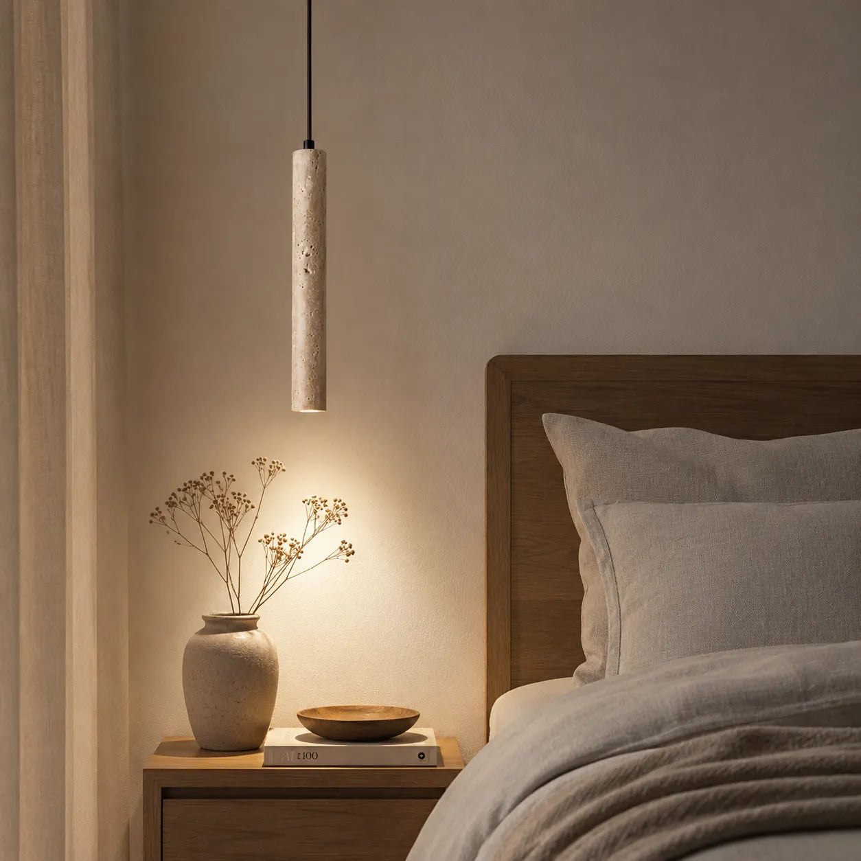 Ariis Travertine Minimalist Linear Ceiling Light