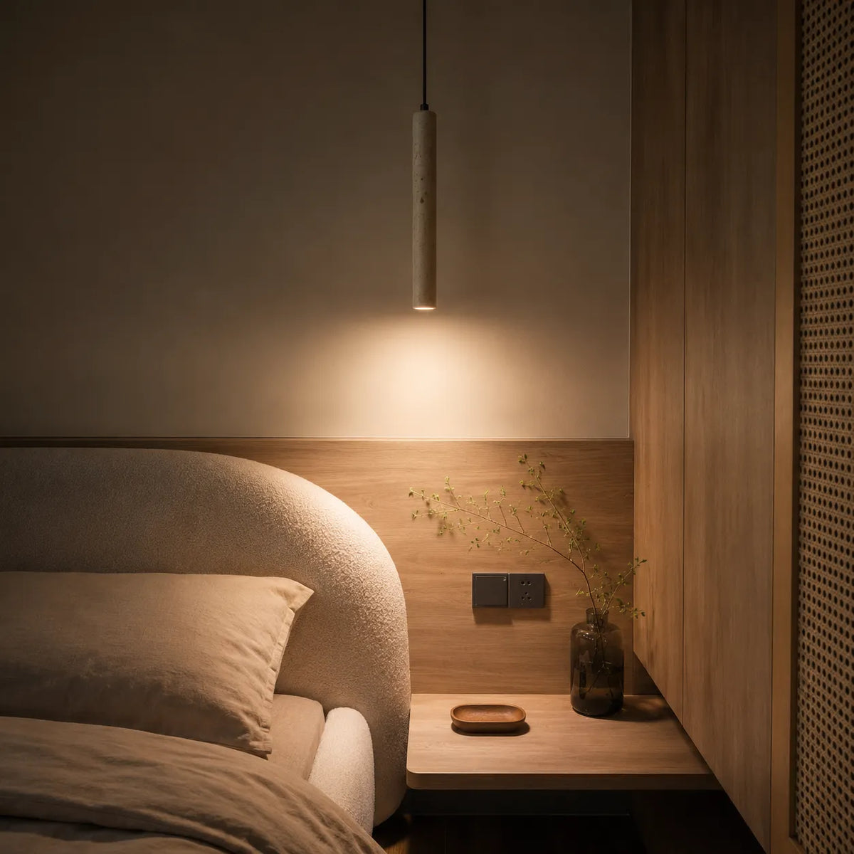 Ariis Minimalist Travertine Linear LED Pendant Light