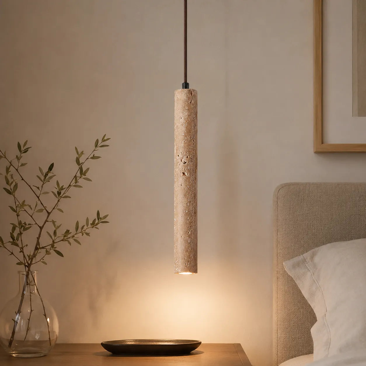 Ariis Travertine Minimalist Linear Ceiling Light