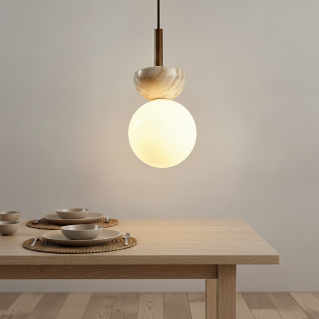 Jonas Minimalist Travertine LED Pendant Light