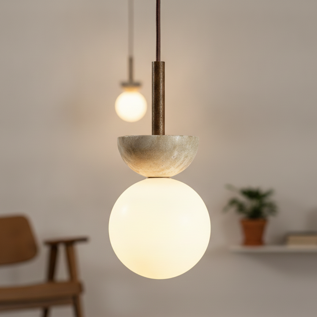 Jonas Minimalist Travertine LED Pendant Light