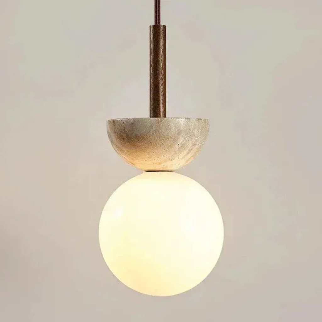 Jonas Minimalist Travertine LED Pendant Light