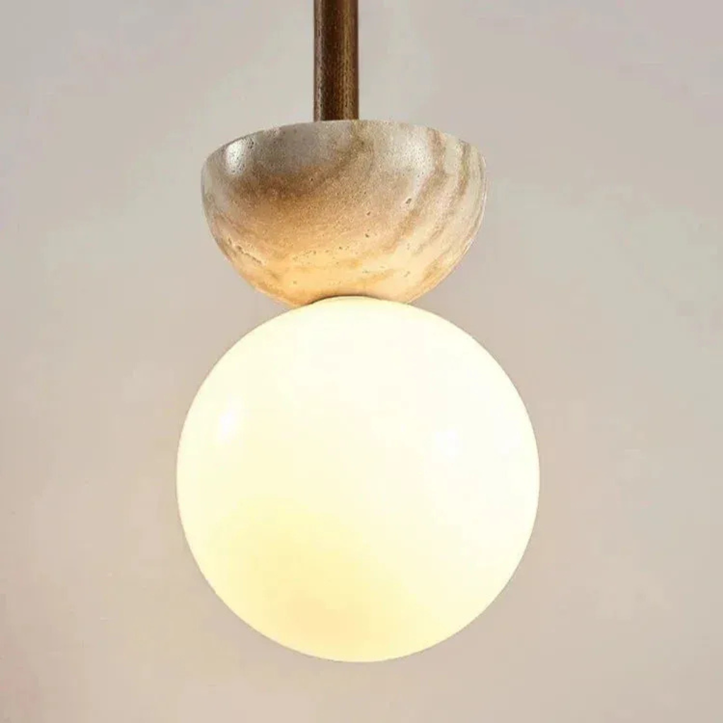 Jonas Minimalist Travertine LED Pendant Light