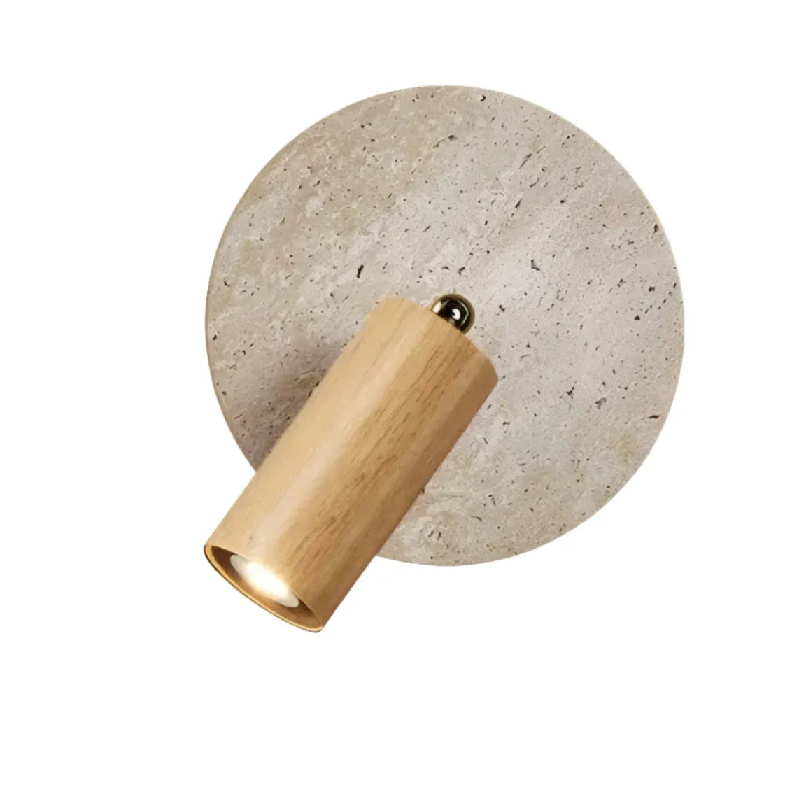 Nori Minimalist Travertine & Wood Adjustable Wall Light