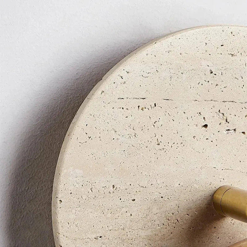 Nori Minimalist Travertine & Wood Adjustable Wall Light