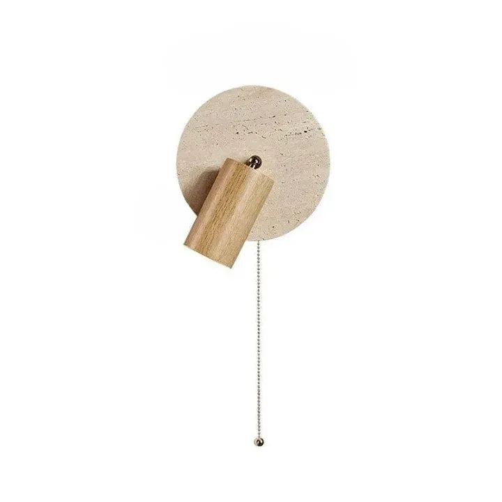 Nori Minimalist Travertine & Wood Adjustable Wall Light