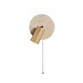 Nori Minimalist Travertine & Wood Adjustable Wall Light