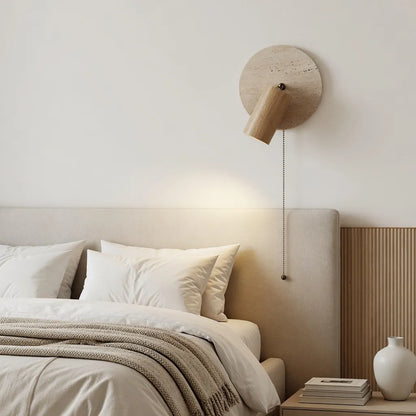 Travertine Wall Light with Adjustable Spotlight Head