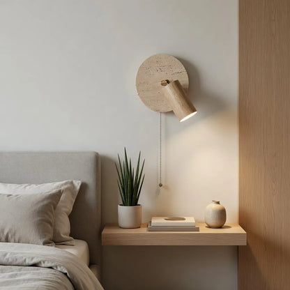 Travertine Wall Light with Adjustable Spotlight Head