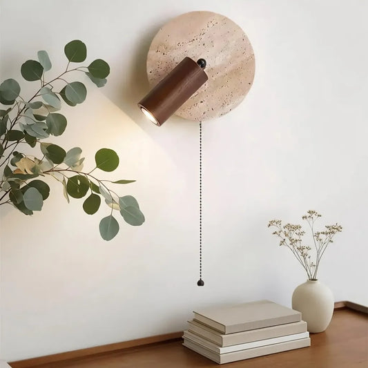 Travertine Wall Light with Adjustable Spotlight Head