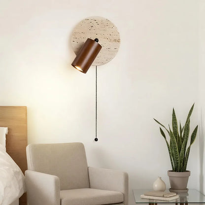 Travertine Wall Light with Adjustable Spotlight Head