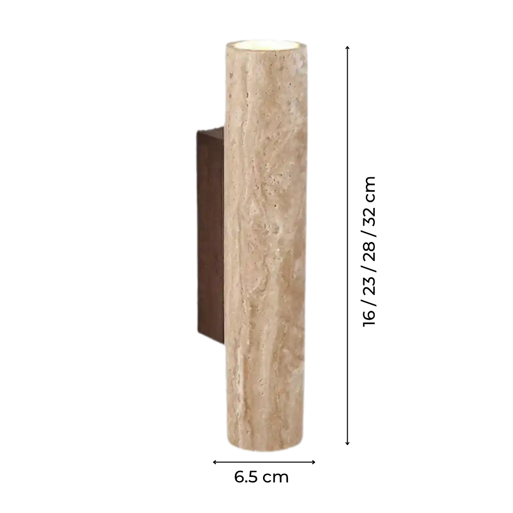 Travertine Cylinder Wall Light with Clean Profile