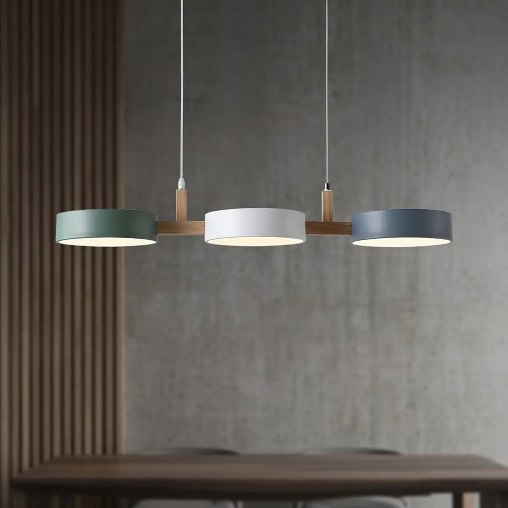 Trestle Scandinavian Wood & Metal 3-Light Linear Pendant Light
