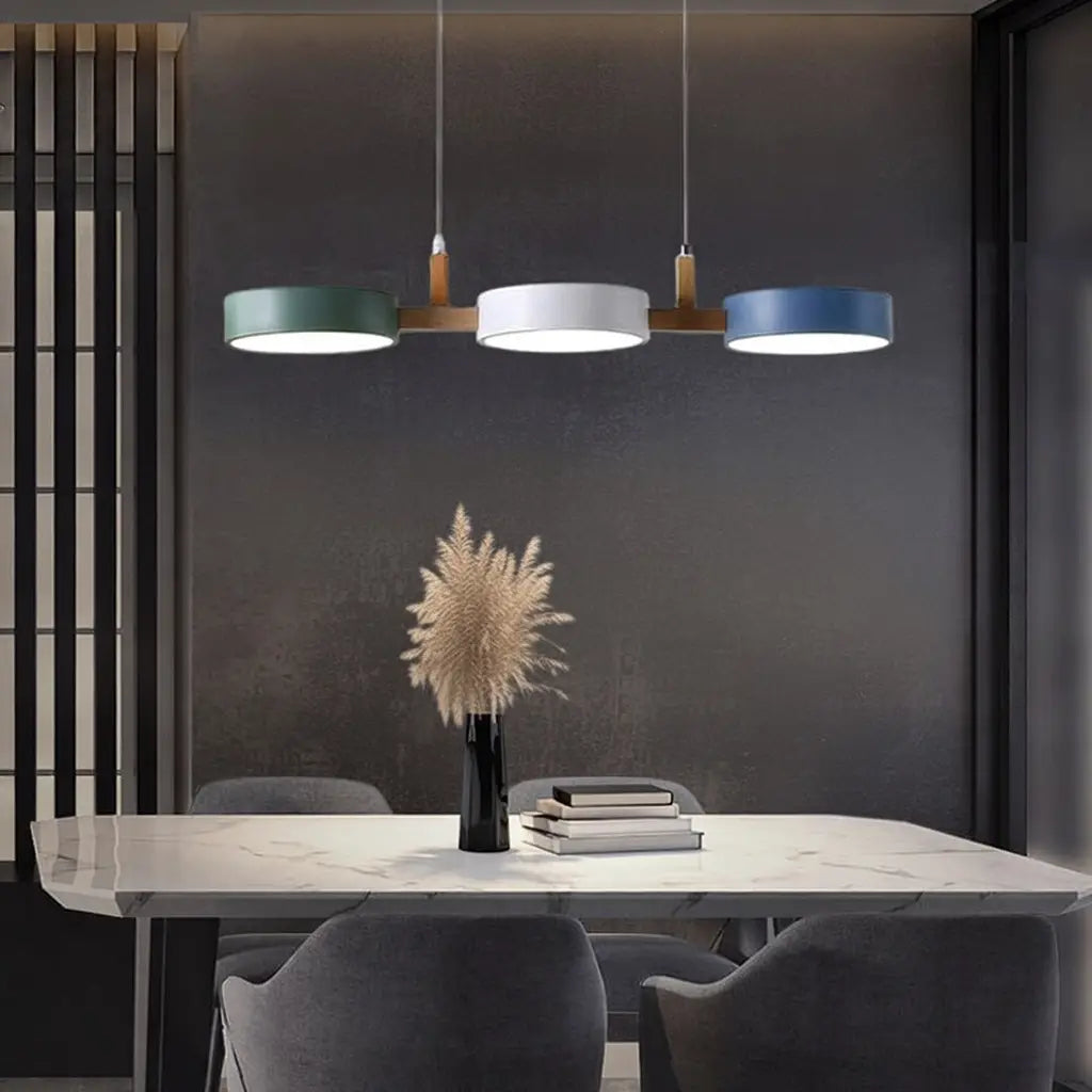 Trestle Scandinavian Wood & Metal 3-Light Linear Pendant Light