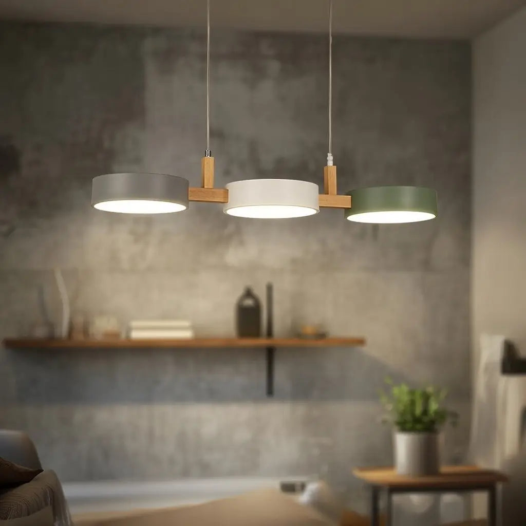 Trestle Scandinavian Wood & Metal 3-Light Linear Pendant Light
