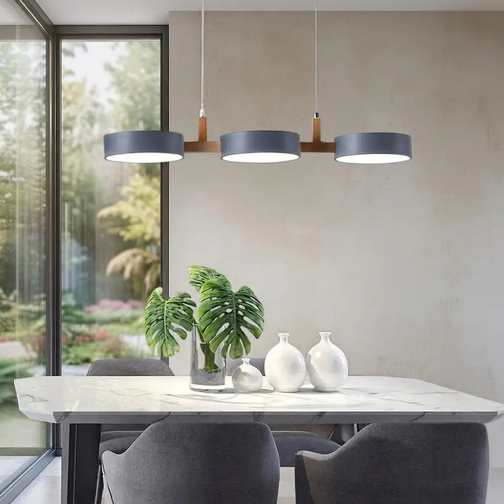Trestle Scandinavian Wood & Metal 3-Light Linear Pendant Light
