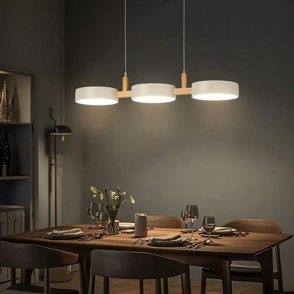 Trestle Scandinavian Wood & Metal 3-Light Linear Pendant Light