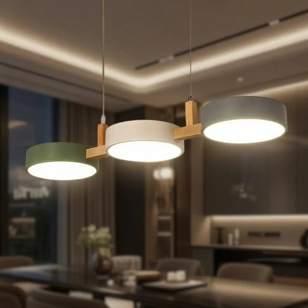Trestle Scandinavian Wood & Metal 3-Light Linear Pendant Light