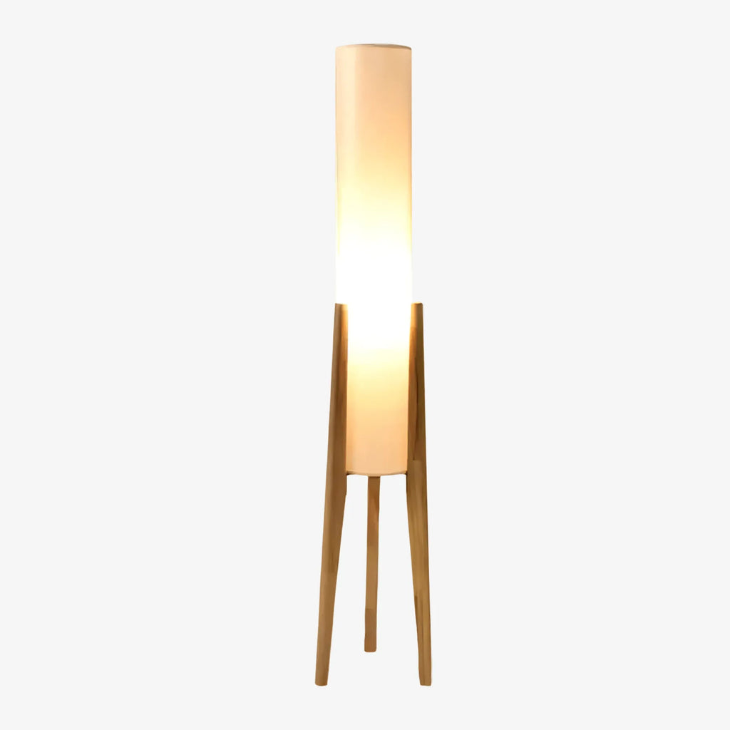 Heloise Modern Walnut Wood & Fabric Tripod Floor Lamp