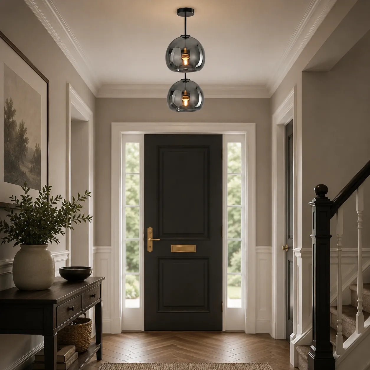Vianne 1-Light Retro Copper Glass Ceiling Light