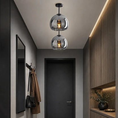 Vianne 1-Light Retro Copper Glass Ceiling Light