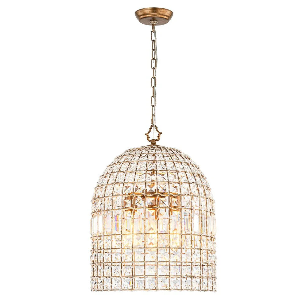 Vintage-Inspired Birdcage Pendant with Crystal Accents