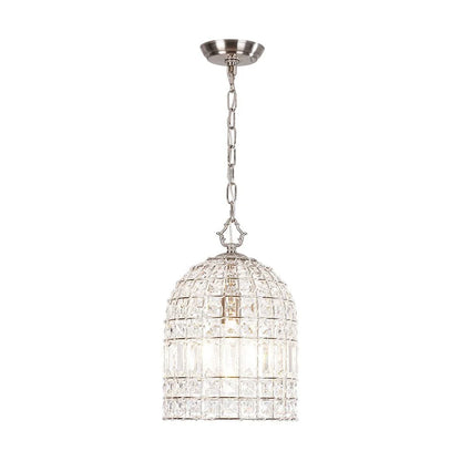 Vintage-Inspired Birdcage Pendant with Crystal Accents